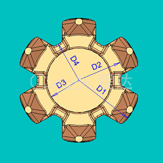 爪極參數(shù)標注示意圖A